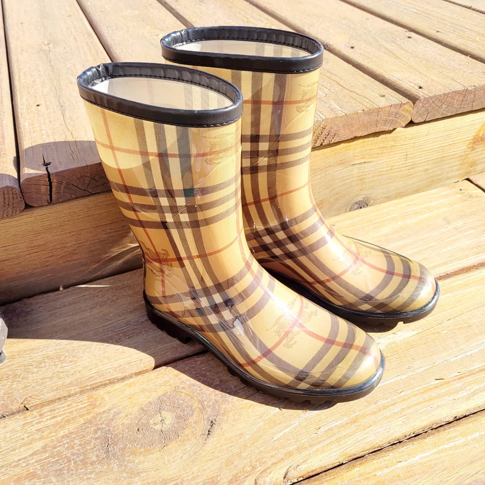 Authentic Burberry Plaid Rain Boots - Picture 3 of 4